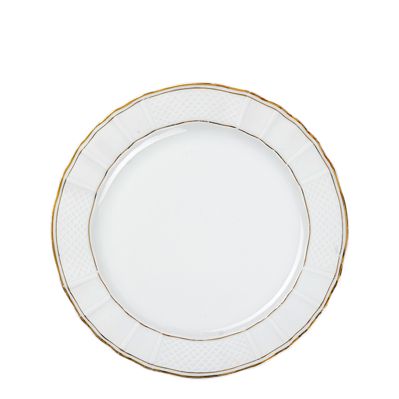 Petite assiette Vintage blanche et dorée Ø 18-20 cm