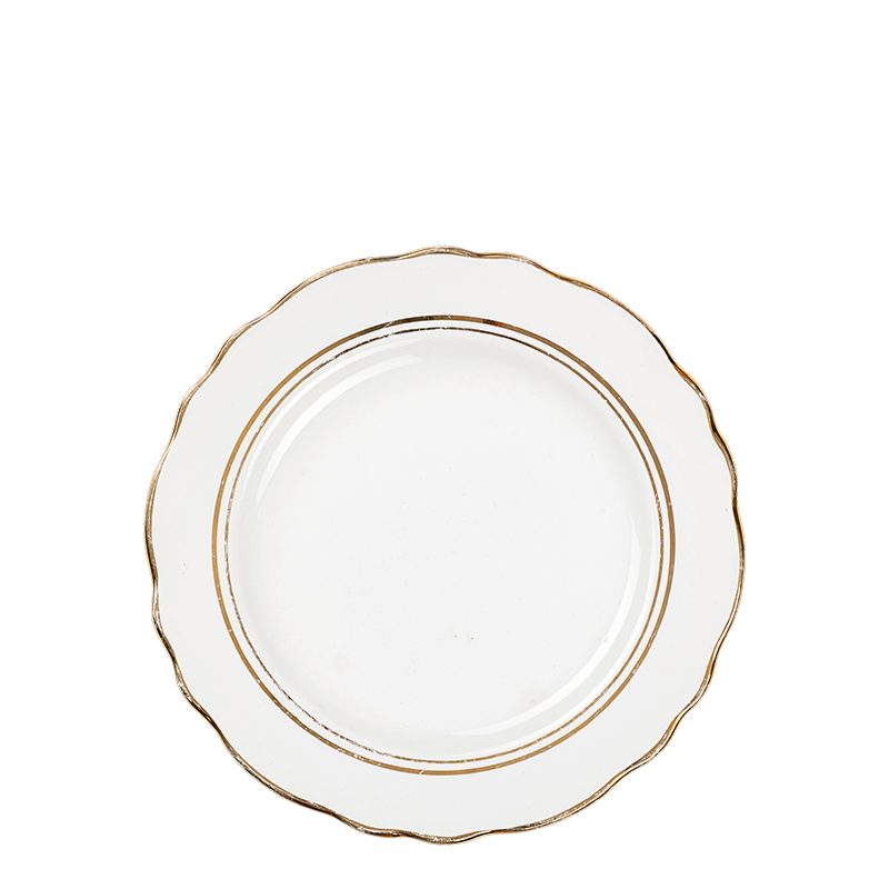 Petite assiette Vintage blanche et dorée Ø 18-20 cm