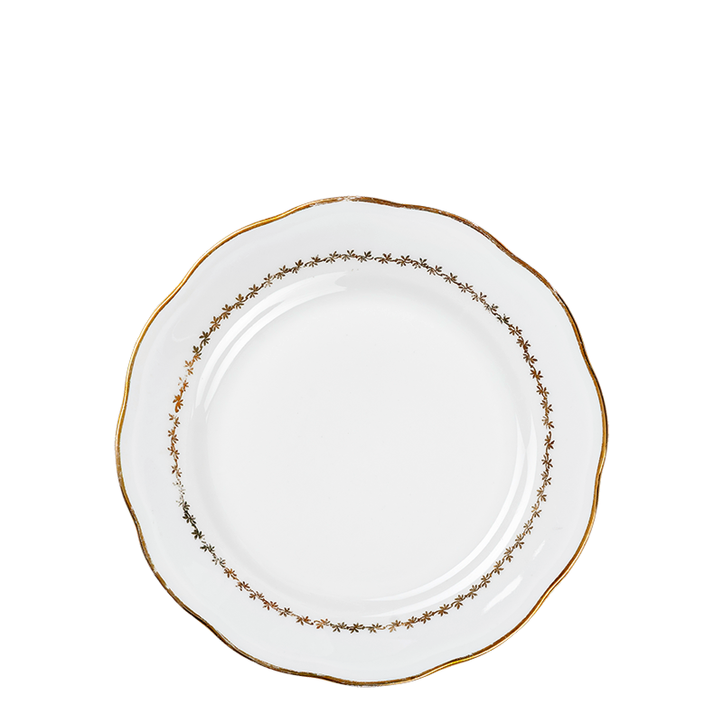 Petite assiette Vintage blanche et dorée Ø 18-20 cm