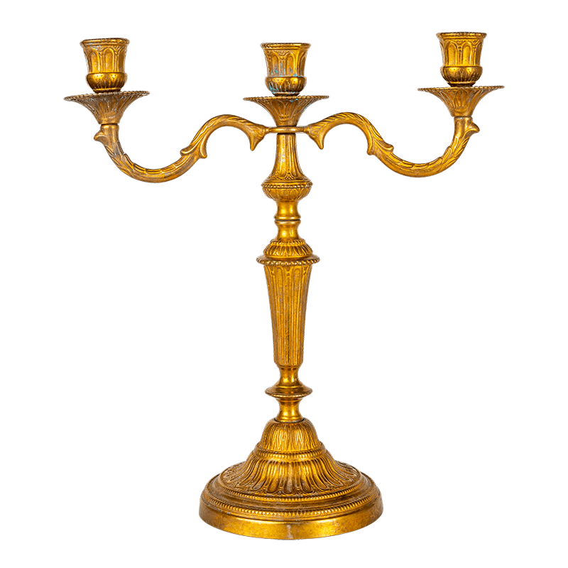 Vintage kandelaar verguld H 25-35 cm
