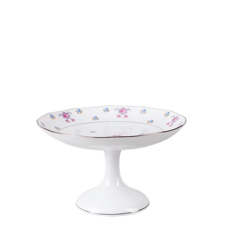 Hoge fruitschaal Vintage gebloemd Ø 22-26 cm H 10-16 cm