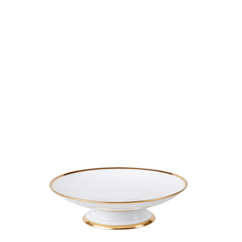 Compotier bas vintage blanc et doré Ø 21-26 cm H 4-6 cm