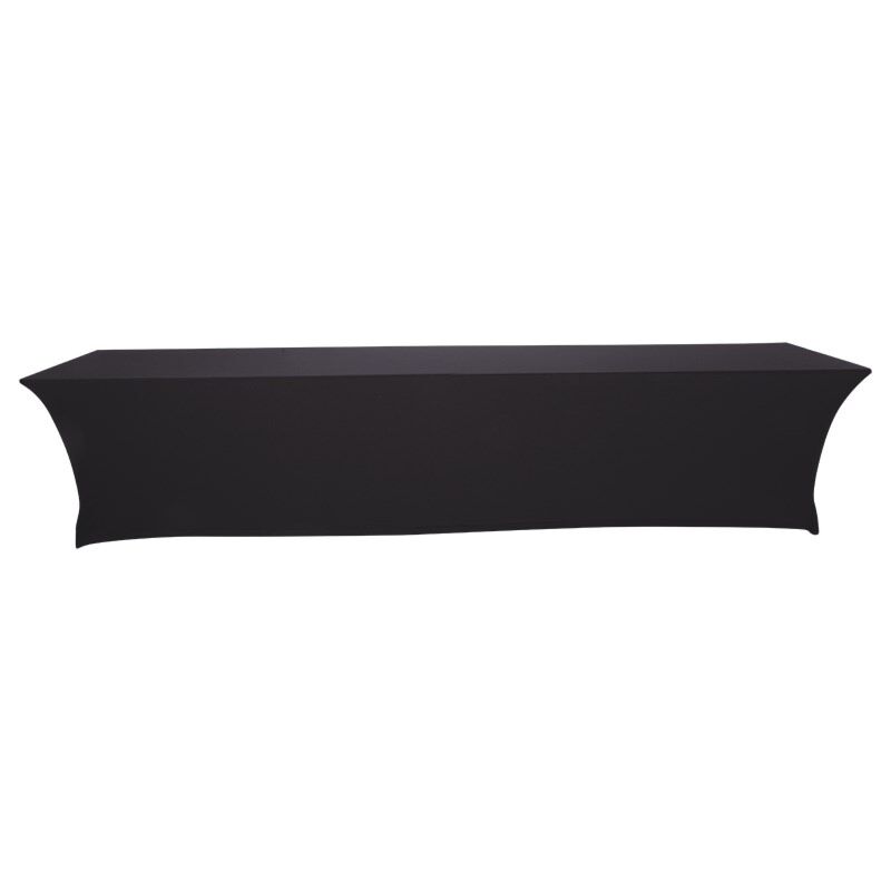 Double table buffet 90 x 400 cm H 90 cm houssée stretch noir