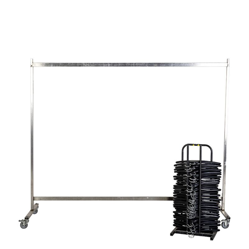 Kapstok H 160 cm met 45 plastic kleerhangers