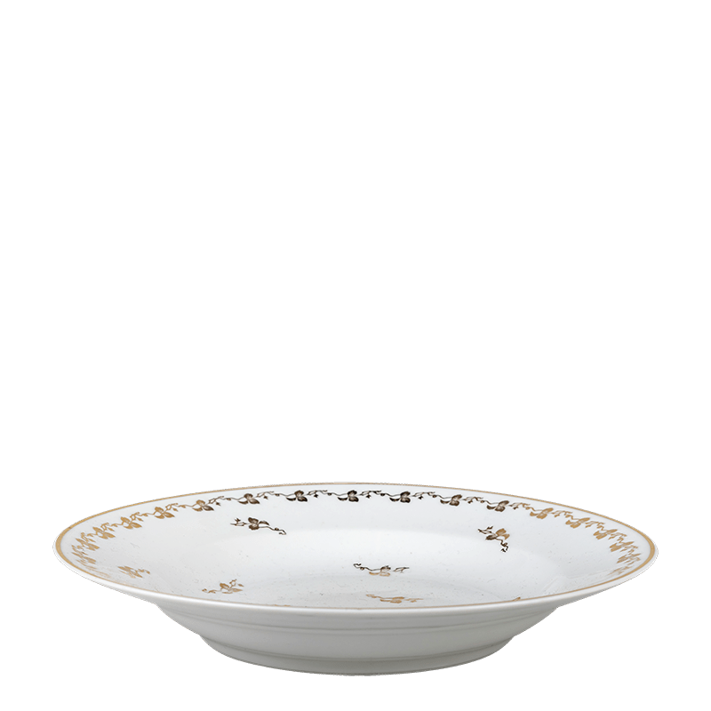 Ronde schaal Vintage wit en goud Ø 27-32 cm