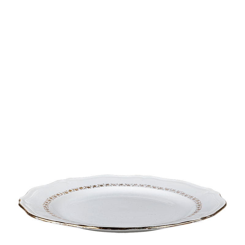 Ronde schaal Vintage wit en goud Ø 27-32 cm