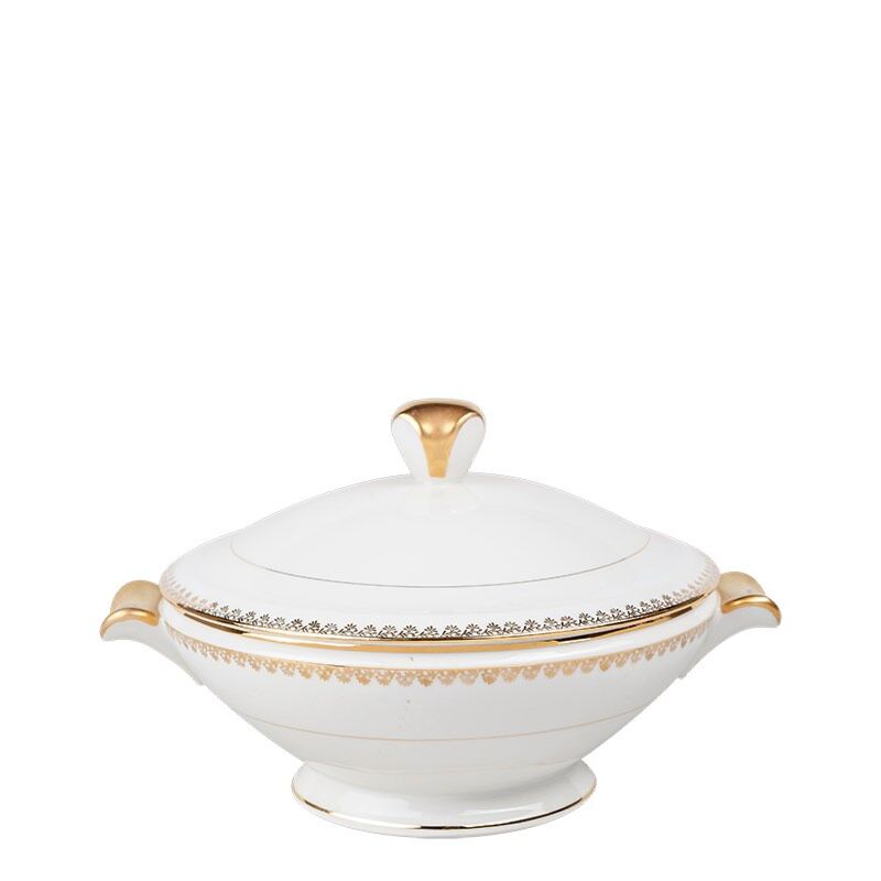 Soepterrine Vintage wit en goud Ø 23-27 cm 2-3 L