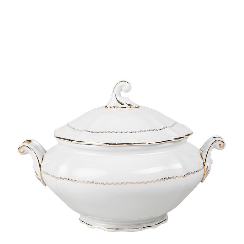 Soepterrine Vintage wit en goud Ø 23-27 cm 2-3 L