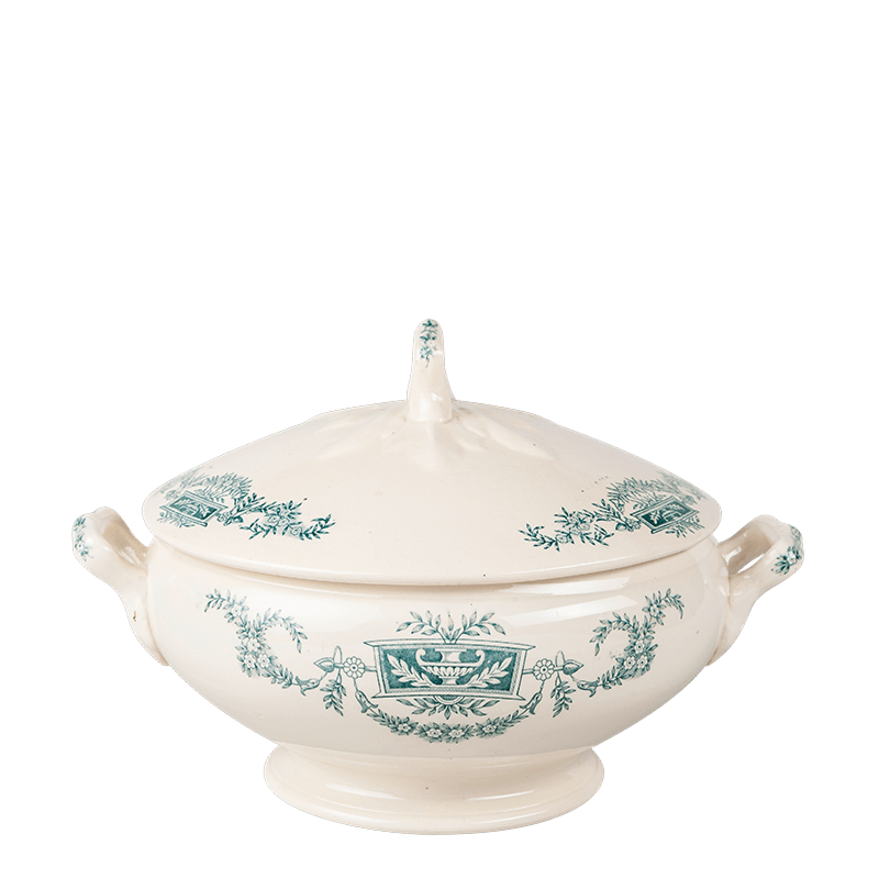 Soepterrine Vintage blauw groen Ø 23-27 cm 2-3 L