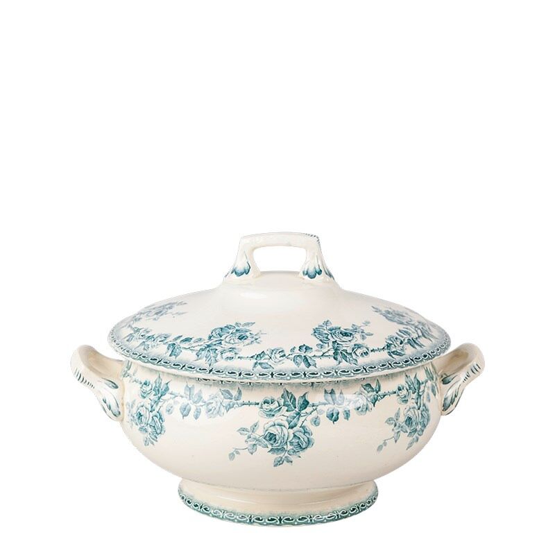 Soepterrine Vintage blauw groen Ø 23-27 cm 2-3 L