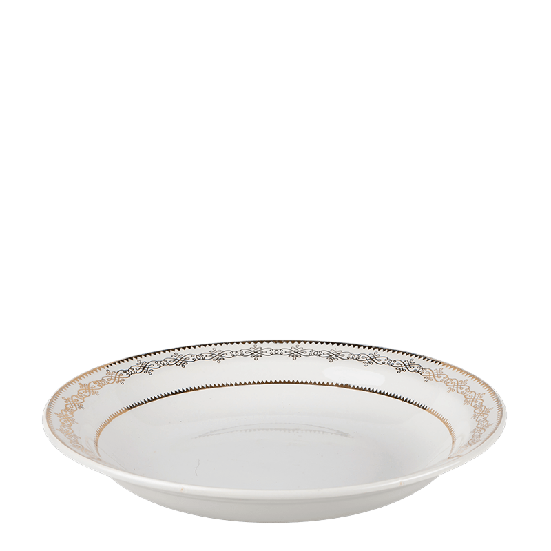 Diepe schaal Vintage wit en goud Ø 27-32 cm