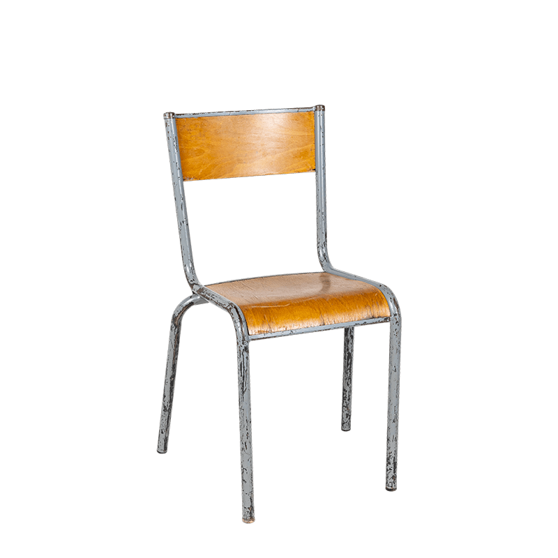 Chaise d’écolier bois acier vintage