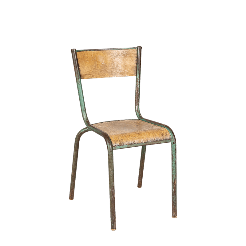 Chaise d’écolier bois acier vintage