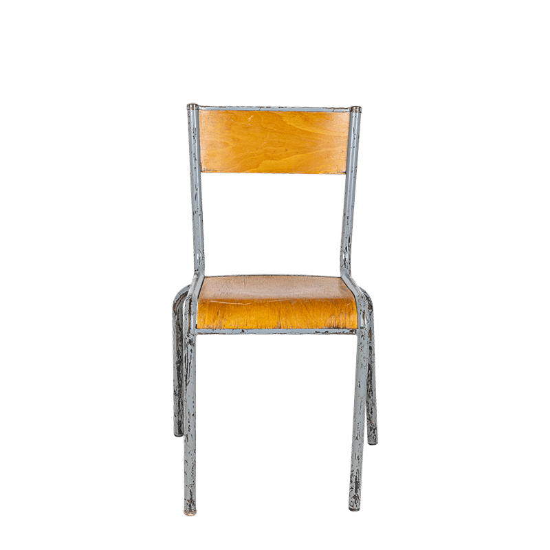 Chaise d’écolier bois acier vintage