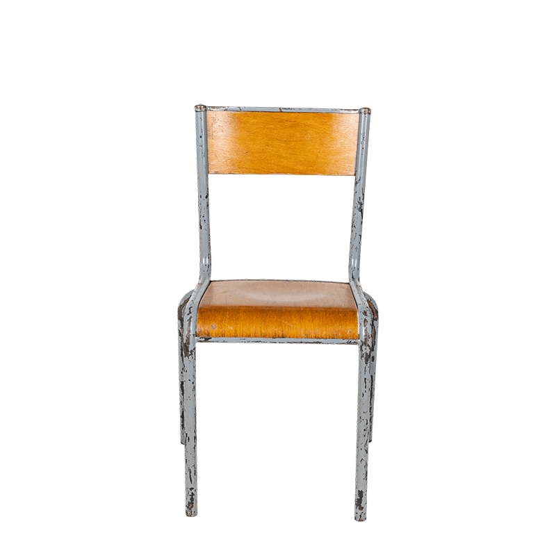 Chaise d’écolier bois acier vintage