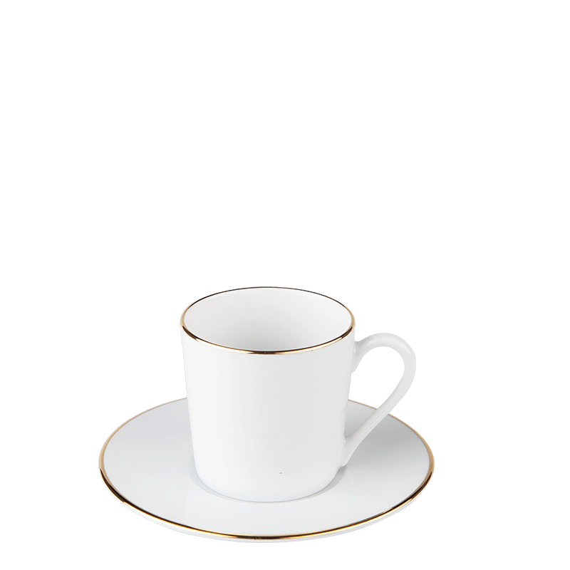 Koffietas 12 cl Plane gouden biesje met ondertas