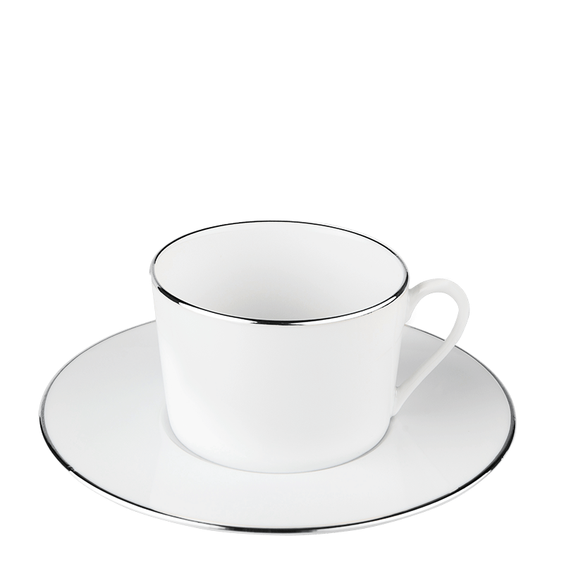 Tasse et sous-tasse à thé Plane filet Argent 22 cl