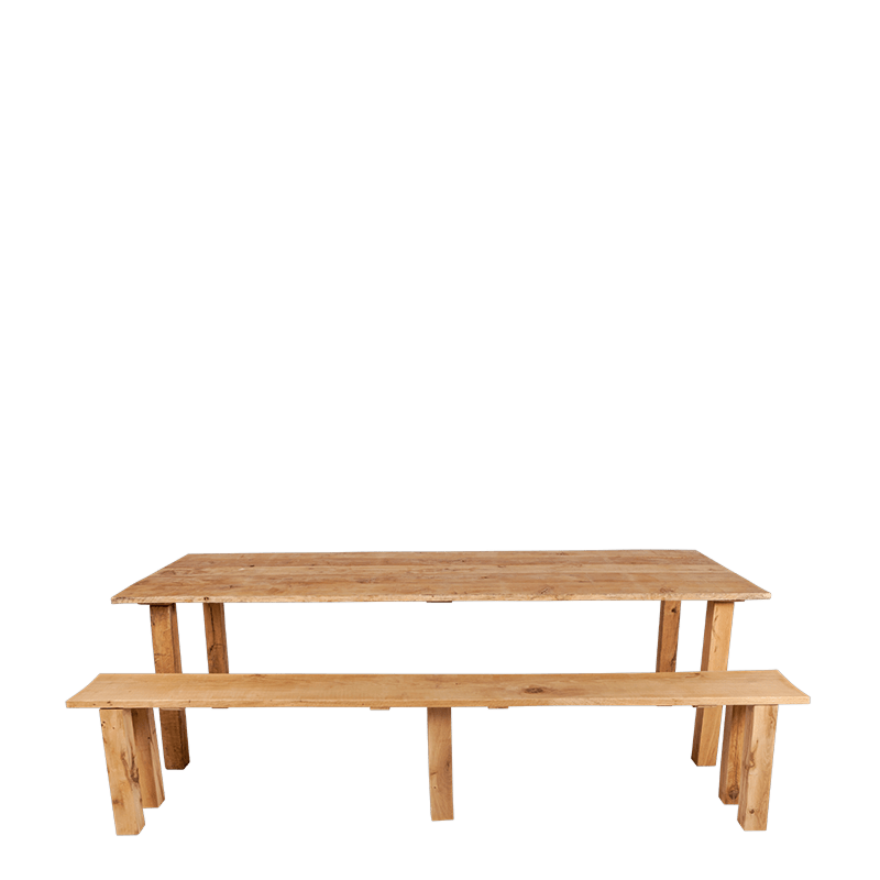 Banc nature en chêne 30 x 240 cm H 47 cm