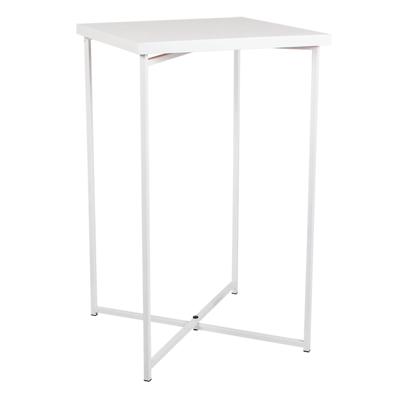 Mange-debout croisé blanc plateau blanc 65 x 65 cm H 110 cm