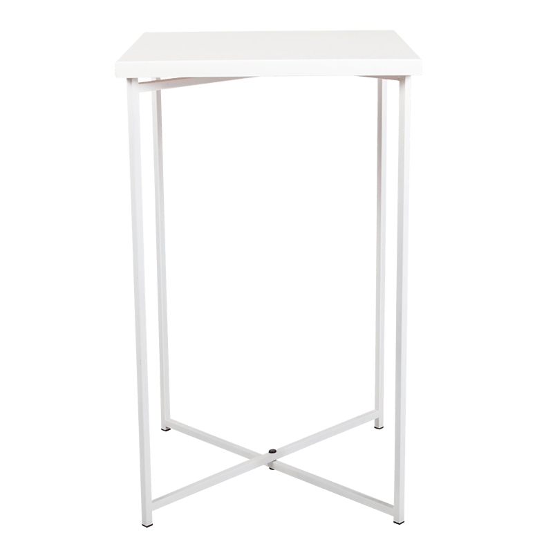 Mange-debout croisé blanc plateau blanc 65 x 65 cm H 110 cm