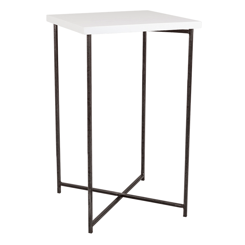Mange-debout croisé acier plateau blanc 65 x 65 cm H 110 cm