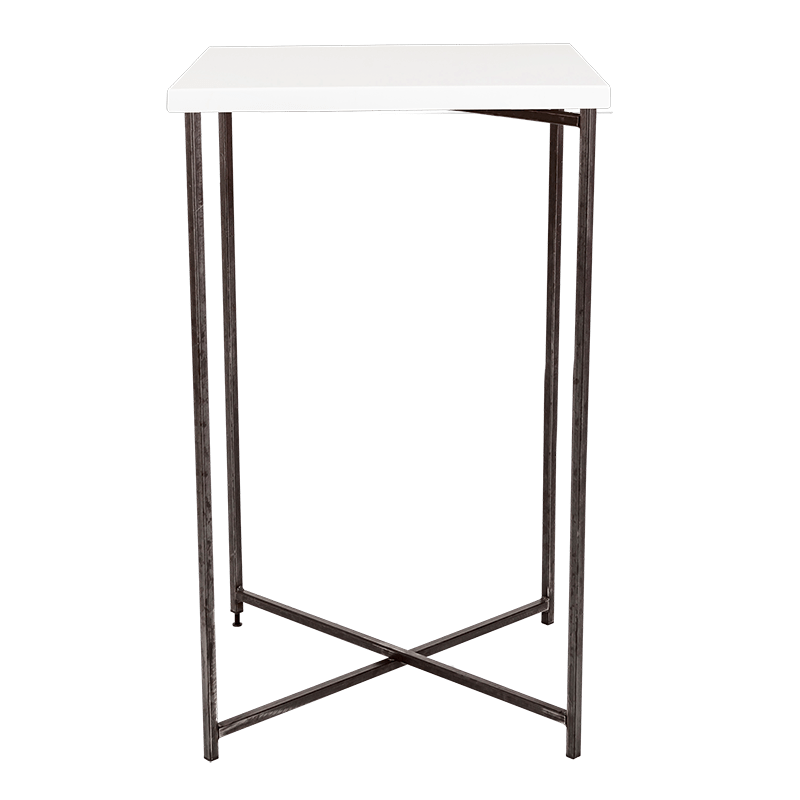 Mange-debout croisé acier plateau blanc 65 x 65 cm H 110 cm
