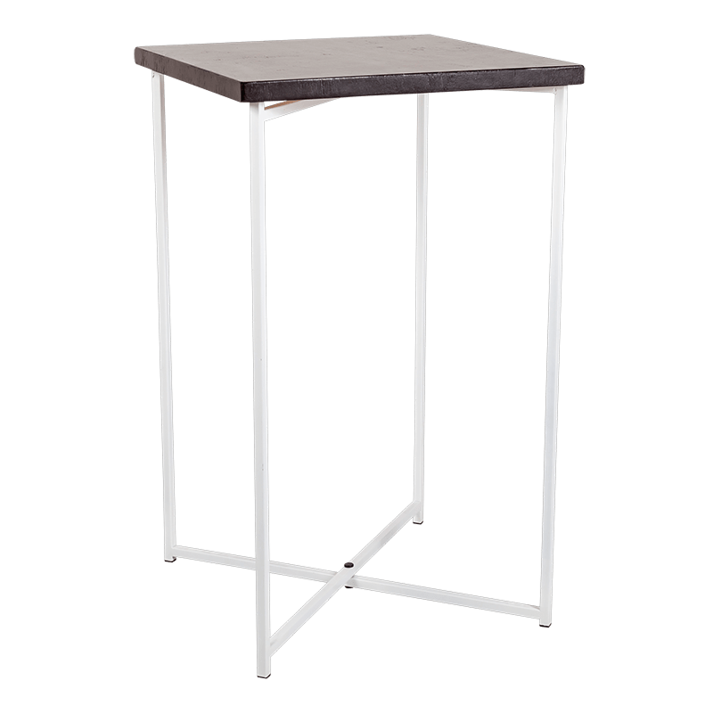 Gekruiste Hoge tafel wit zwart blad 65 x 65 cm H 110 cm