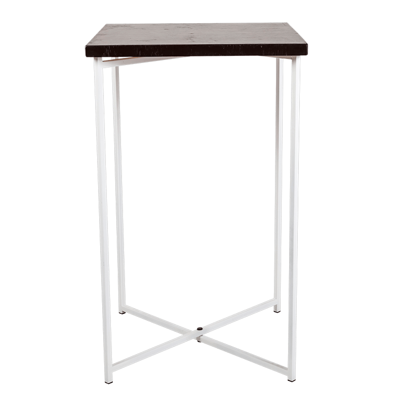 Mange-debout croisé blanc plateau noir 65 x 65 cm H 110 cm