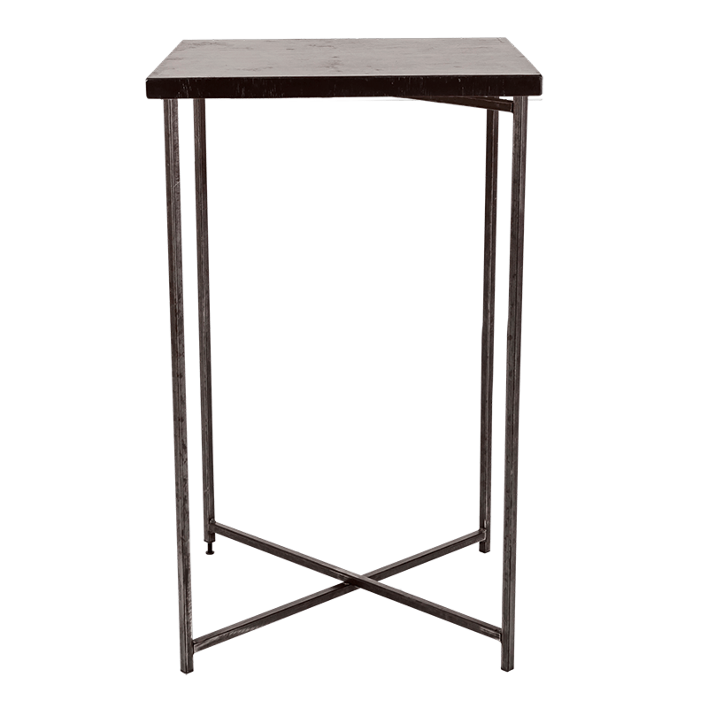 Mange-debout croisé acier plateau noir 65 x 65 cm H 110 cm