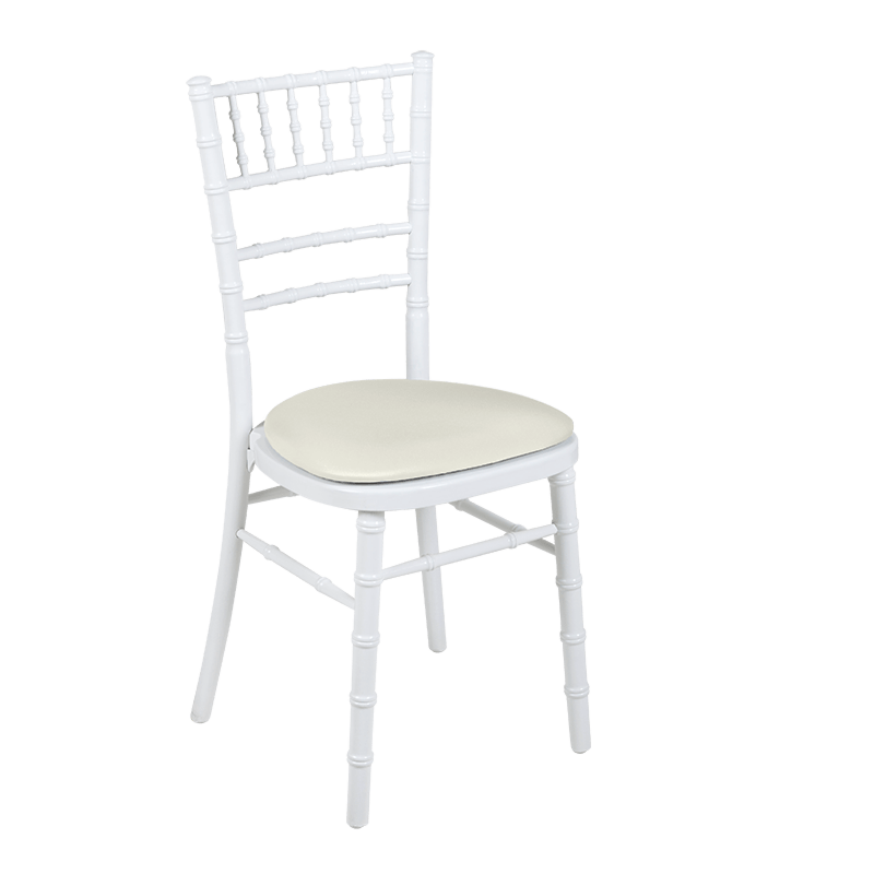 Stoel Bambou wit met ecru stretch zitvlak