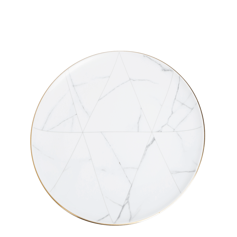 Plat bord Marmer met gouden biesje Ø 28 cm