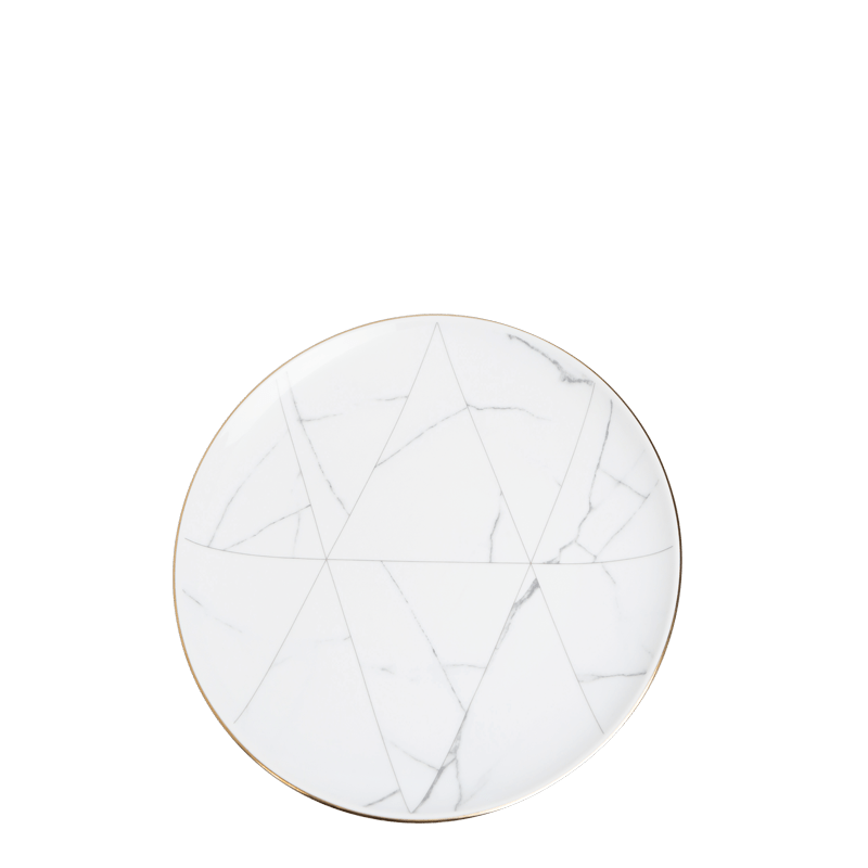 Lunchbord Marmer met gouden biesje Ø 22 cm