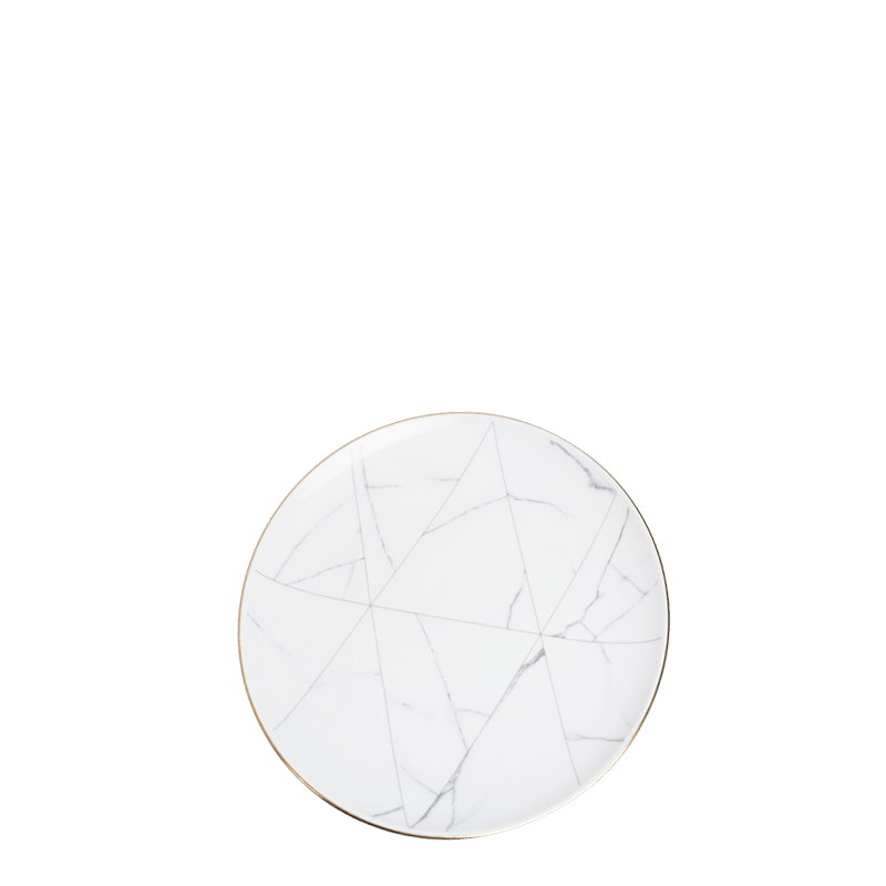Broodbord Marmer met gouden biesje Ø 16 cm