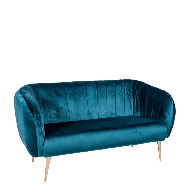 Sofa Juliette blauwgroen fluweel 78 x 165 cm H 85 cm