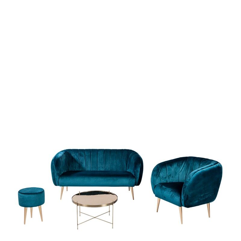 Sofa Juliette blauwgroen fluweel 78 x 165 cm H 85 cm