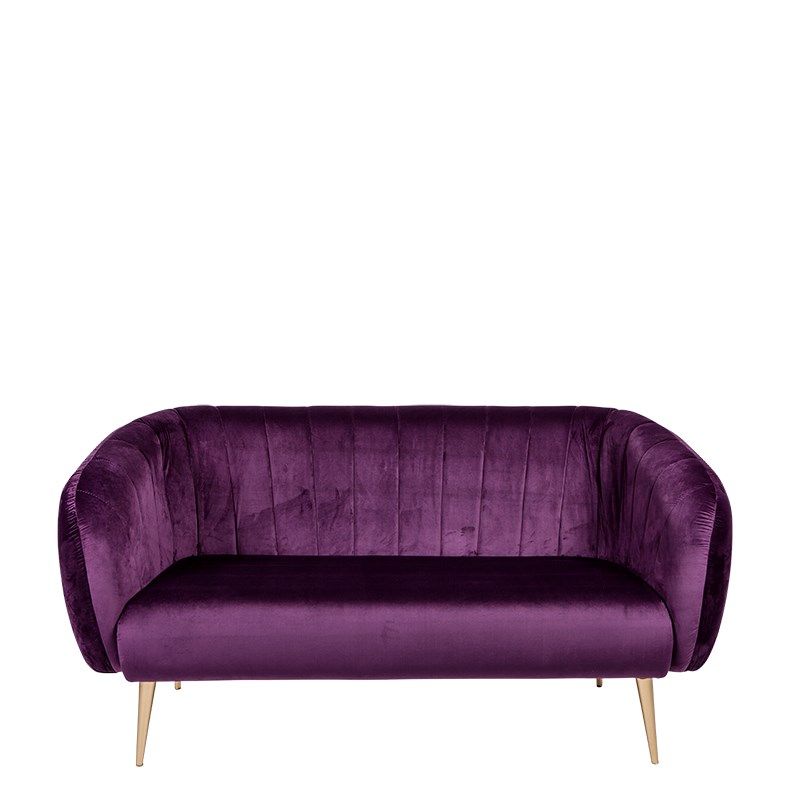 Sofa Juliette aubergine fluweel D 78 x L 165 cm H 85 cm