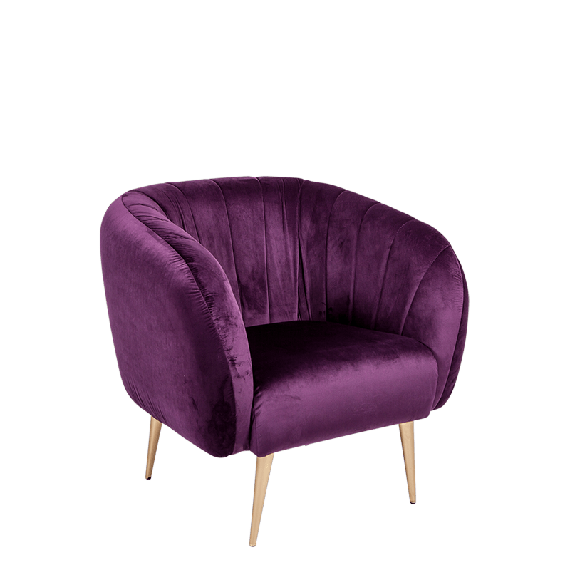 Zetel Juliette aubergine fluweel 78 x 84 cm H 85 cm