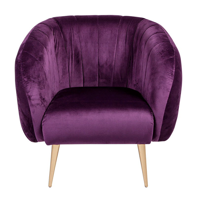 Zetel Juliette aubergine fluweel 78 x 84 cm H 85 cm