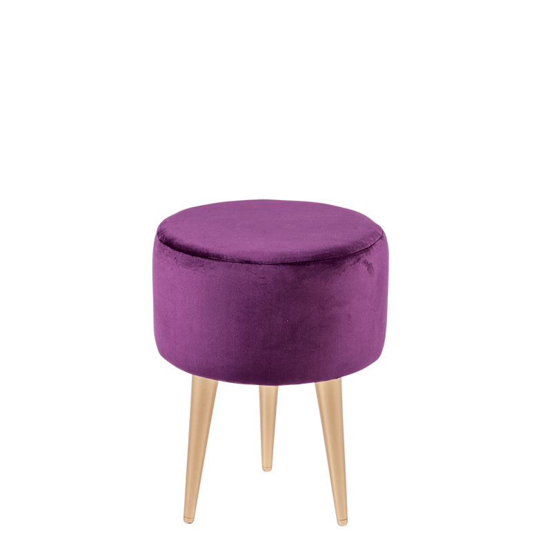 Poef Juliette aubergine fluweel Ø 35 cm H 44 cm
