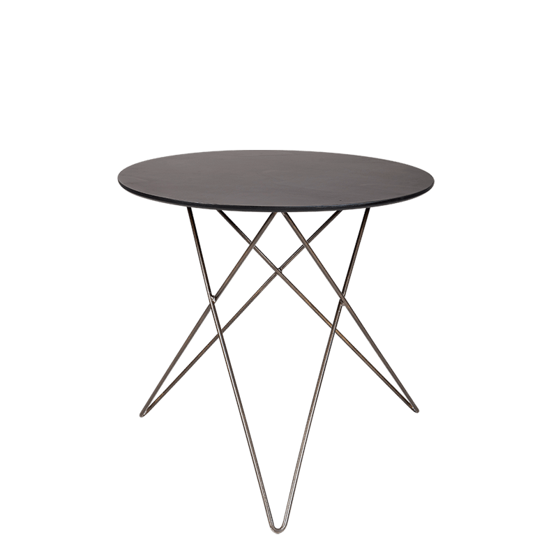 Desserte filaire plateau noir Ø 80 cm H 72 cm