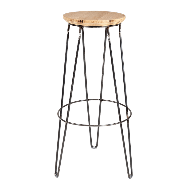 Tabouret Filaire assise bois Ø 30 cm H 78 cm