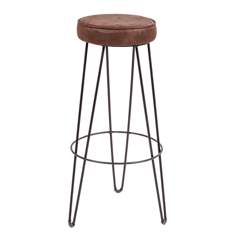 Tabouret Filaire assise cuir Ø 30 cm H 83 cm