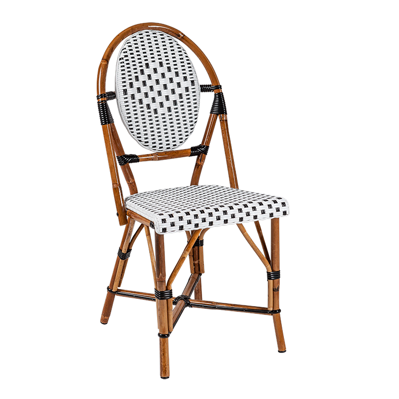 Chaise tress&eacute;e noire et blanche