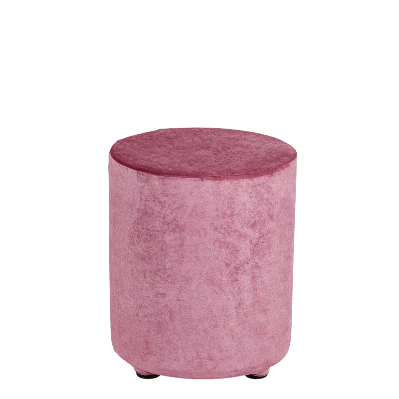 Pouf velours vieux rose Ø 40 cm H 48 cm