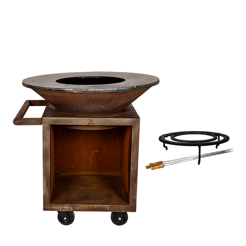 Barbecue Corten met spiesen Ø 95 cm H 115 cm