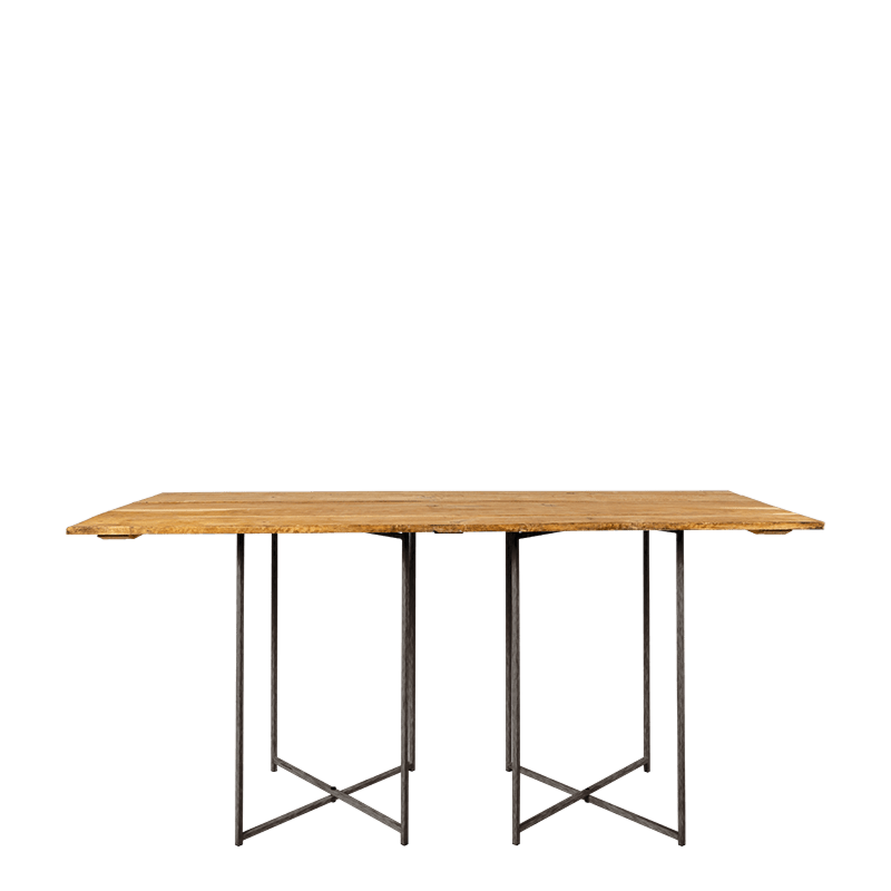 Table haute Nature pieds croisés acier
