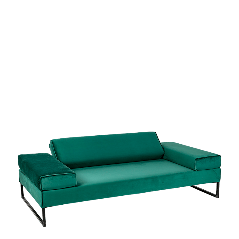 Canapé Happy Hour velours vert 100 x 205 cm H 53 cm