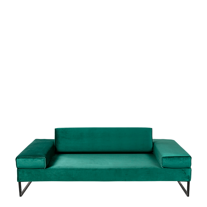 Canapé Happy Hour velours vert 100 x 205 cm H 53 cm