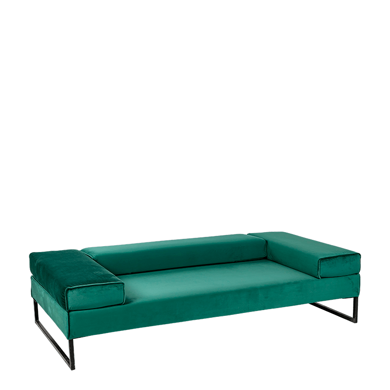 Canapé Happy Hour velours vert 100 x 205 cm H 53 cm