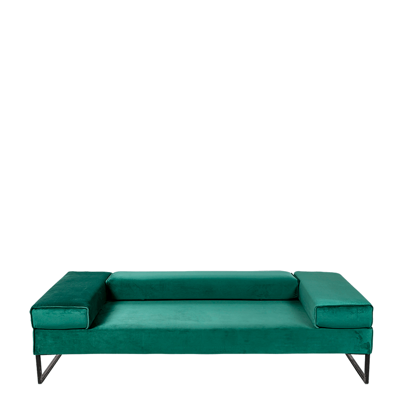 Canapé Happy Hour velours vert 100 x 205 cm H 53 cm